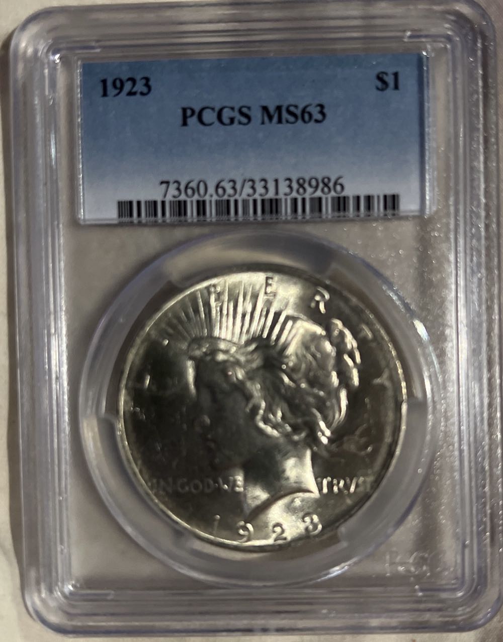 Peace Silver Dollar 1923  coin collectible - Main Image 3