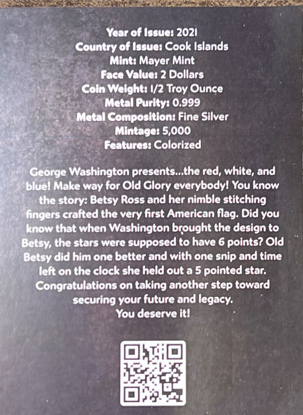 Life Of Washington - Old Glory  coin collectible - Main Image 4