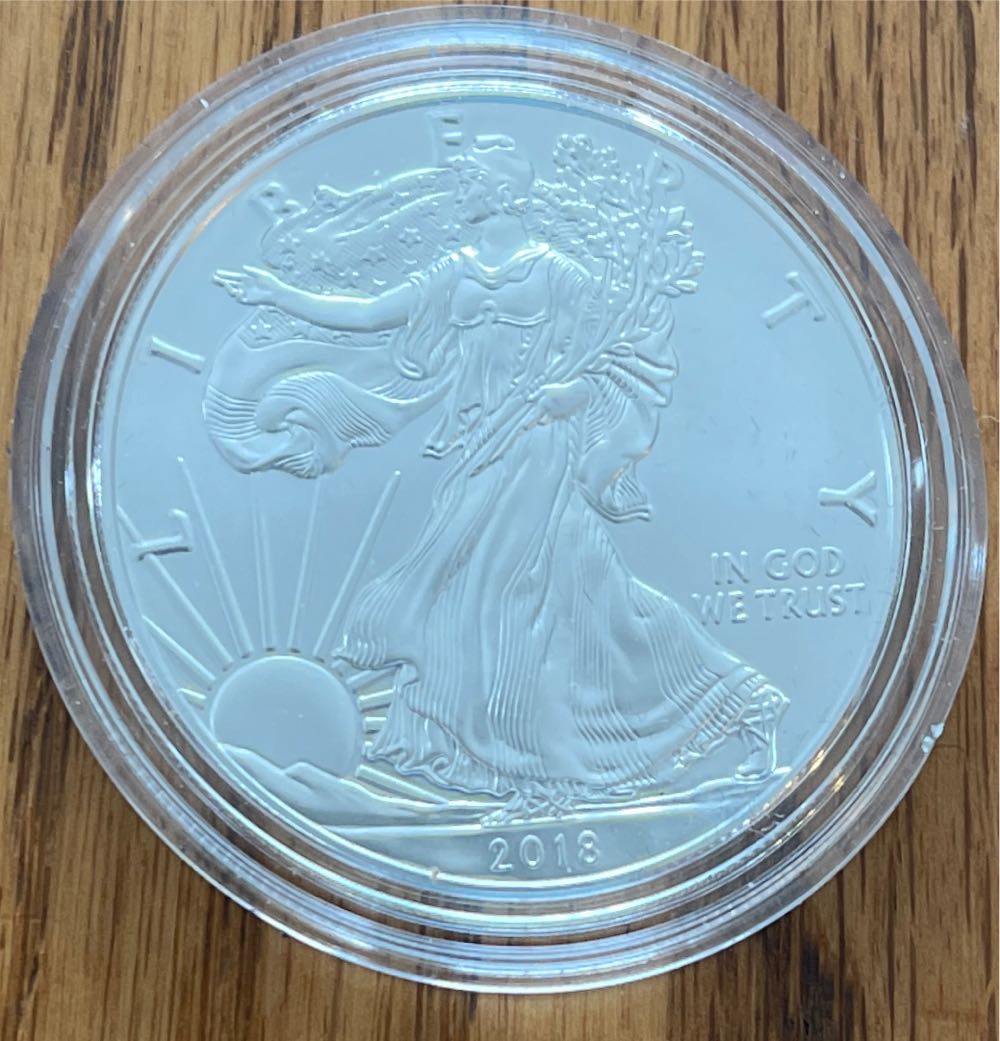 2018 W US Mint American Eagle One Ounce Silver Uncirculated  coin collectible [Barcode 704785020207] - Main Image 2