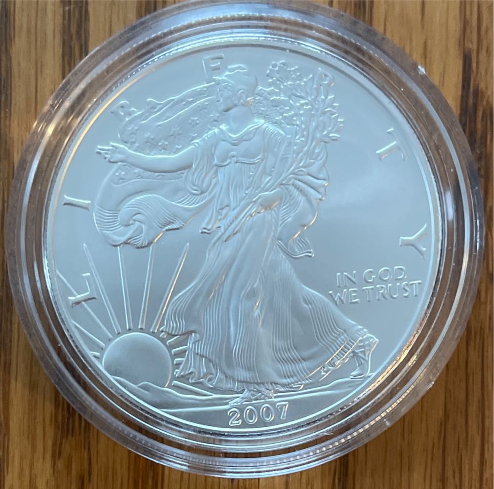2007 W US Mint American Eagle One Ounce Silver Uncirculated  coin collectible - Main Image 2