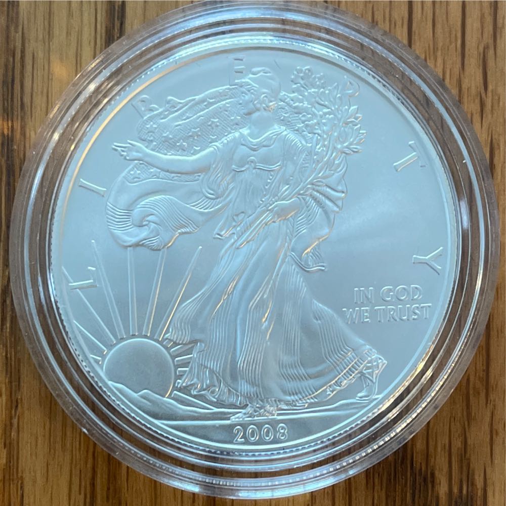2008 W US Mint American Eagle One Ounce Silver Uncirculated  coin collectible - Main Image 2