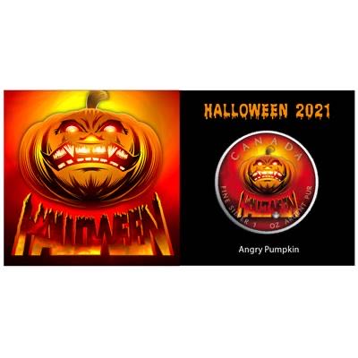 Canada 2021 5$ Maple Leaf - HALLOWEEN - ANGRY PUMPKIN  coin collectible - Main Image 3