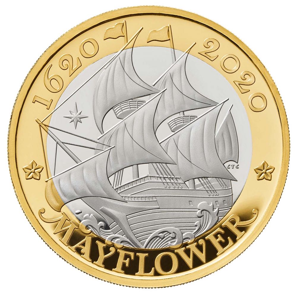 2020 Mayflower UK Brilliant Uncirculated Coin  coin collectible - Main Image 2
