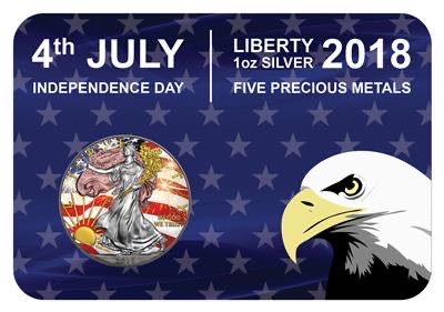 USA 2018 $1 Liberty - 4th July Independence Day -5 Metals Silver Coin  coin collectible - Main Image 2