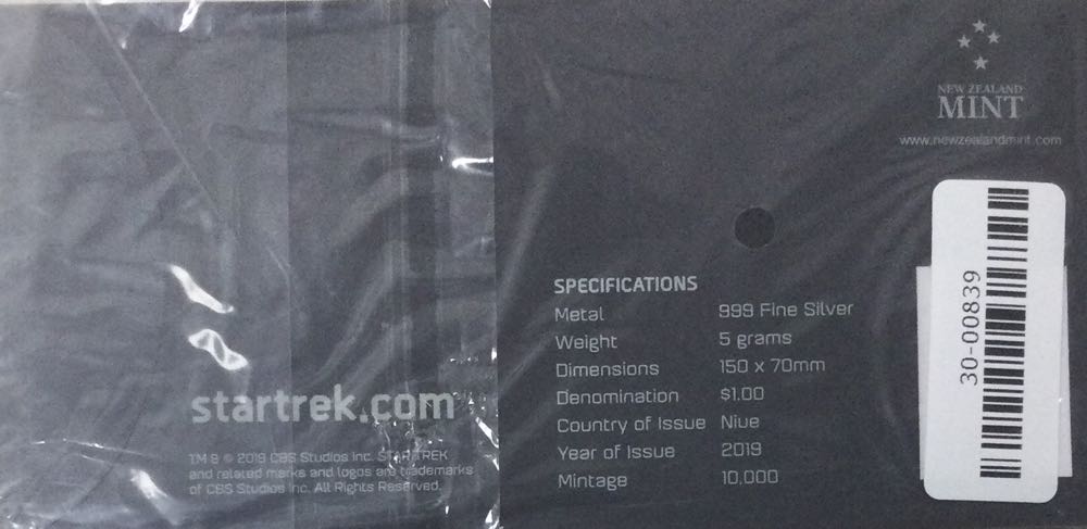 Star Trek: The Next Generation - Worf - 5g Silver Coin Note  coin collectible - Main Image 2