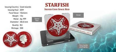 Cook Islands 2019 $1 Silver Star-Starfish Space Red 1 Oz Silver Coin  coin collectible - Main Image 4