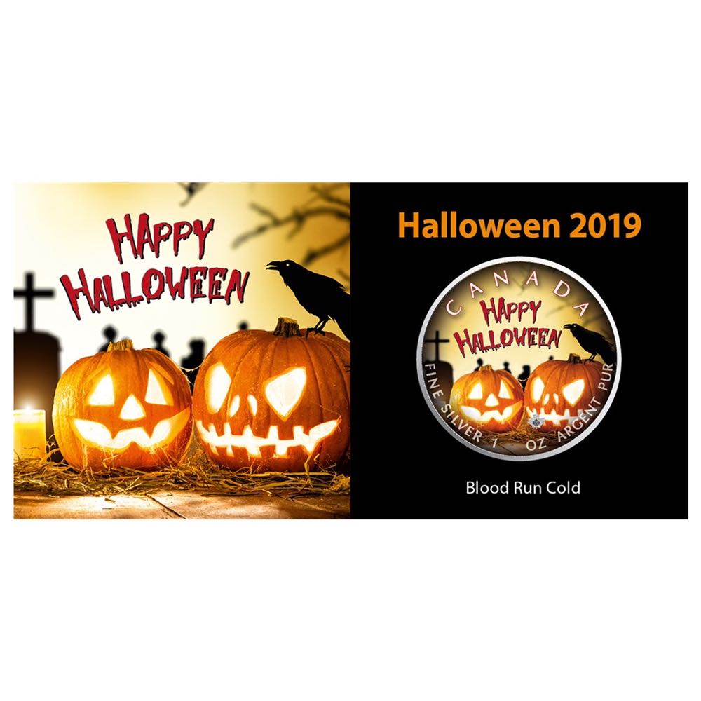 Canada 2019 MAPLE LEAF - 1 OZ  HALLOWEEN - BLOOD RUN COLD 5 $ | 1 Oz Silver | Mintage 2,500  coin collectible - Main Image 3