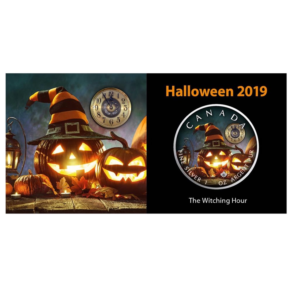 Canada 2019 MAPLE LEAF - 1 OZ  HALLOWEEN -THE WITCHING HOUR 5 $ | 1 Oz Silver | Uncirculated  coin collectible - Main Image 3
