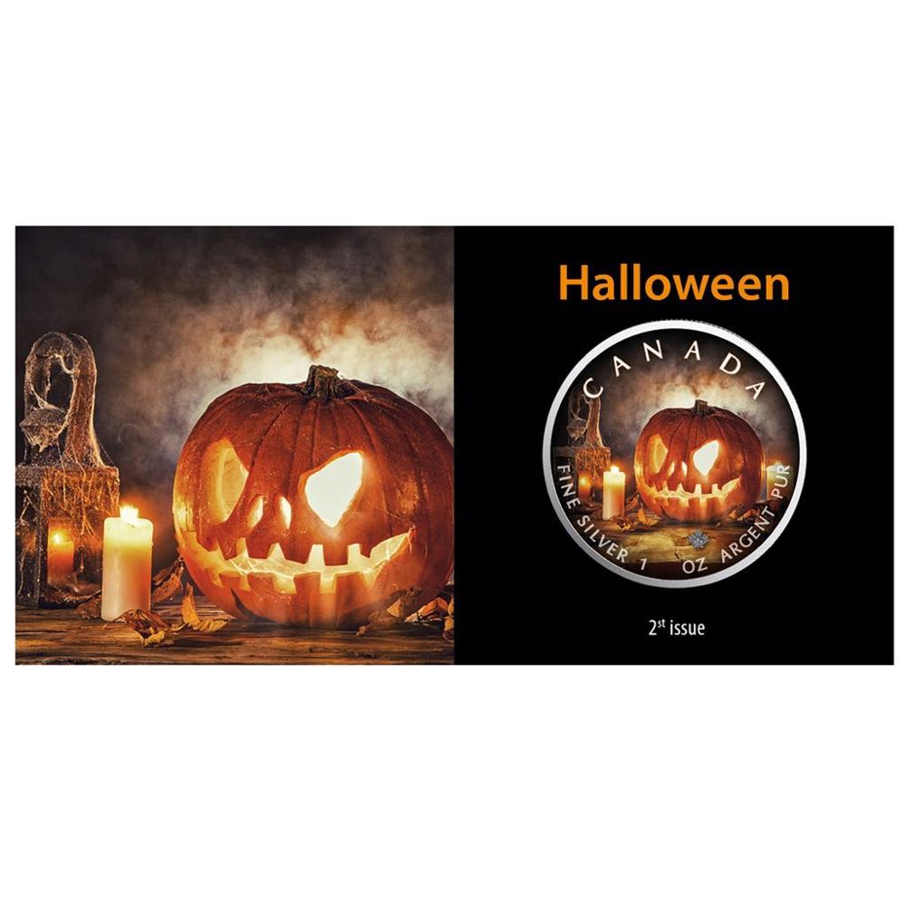 Canada 2018 MAPLE LEAF - 1 OZ - HALLOWEEN (2.)  SPECIAL EDITION 5 $ | 1 Oz Silver | Uncirculated Mintage 999  coin collectible - Main Image 3