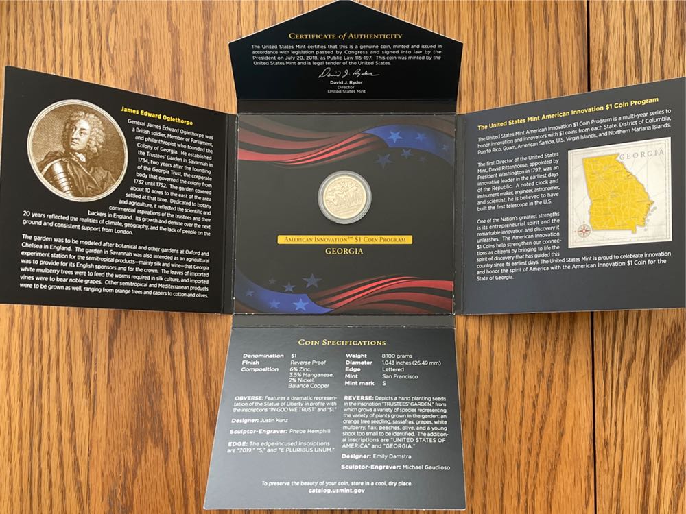 2019 US Mint American Innovation $1 Reverse Proof Georgia  coin collectible [Barcode 704785961791] - Main Image 4