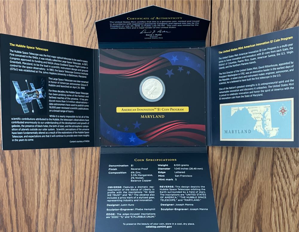 2020 US Mint American Innovation $1 Reverse Proof  coin collectible [Barcode 704786160254] - Main Image 4