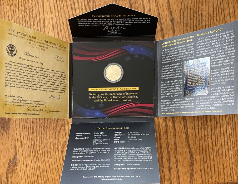 2018 US Mint American Innovation $1 Reverse Proof  coin collectible [Barcode 704785961678] - Main Image 4
