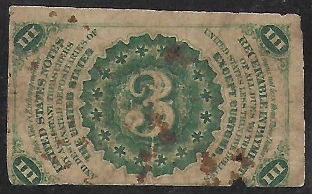 3 Cent Fractional Currency  coin collectible - Main Image 2