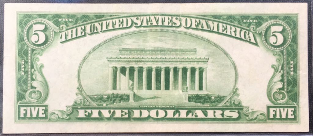 Five Dollar Federal Reserve Note Green Seal 1928 A  coin collectible - Main Image 2