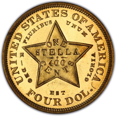 Coiled Hair Stella $4 Gold  coin collectible - Main Image 2
