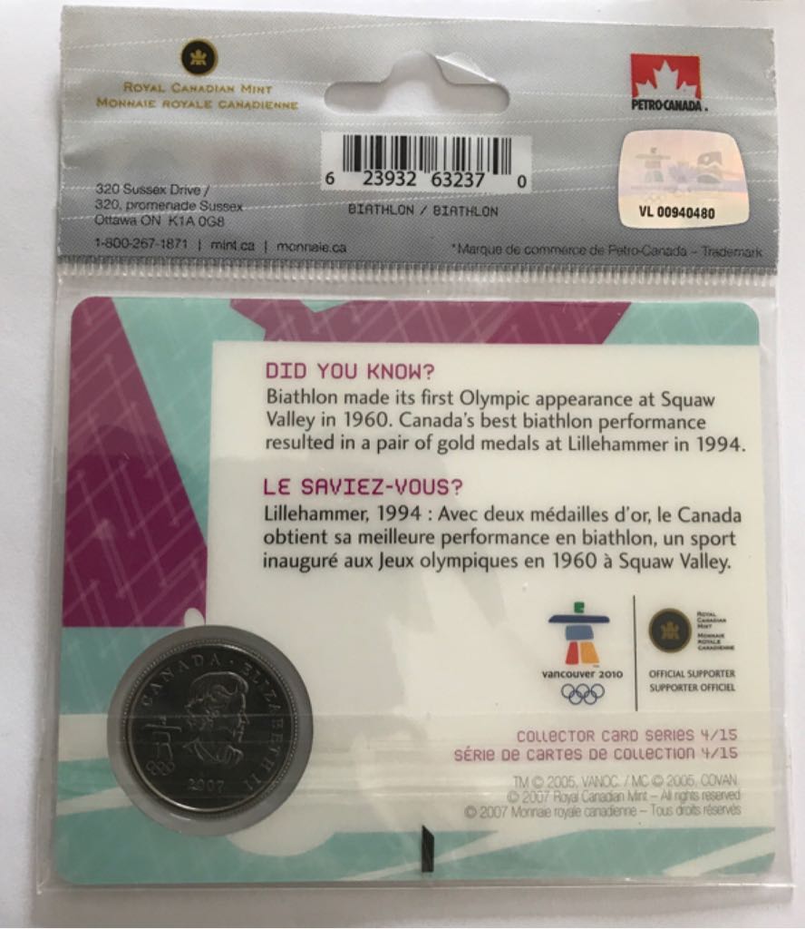 Carte À Pièce Des Sports Olympique D’hiver Vancouver 2010  coin collectible - Main Image 2