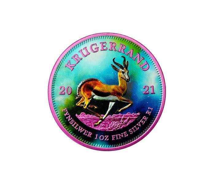 South Africa. 1 Rand 2021 Krugerrand - Luminaire Space Pink  coin collectible - Main Image 2