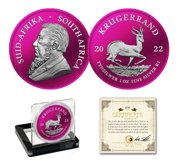South Africa. 1 Rand Krügerrand 2022 - SPACE Edition - PINK  coin collectible - Main Image 3