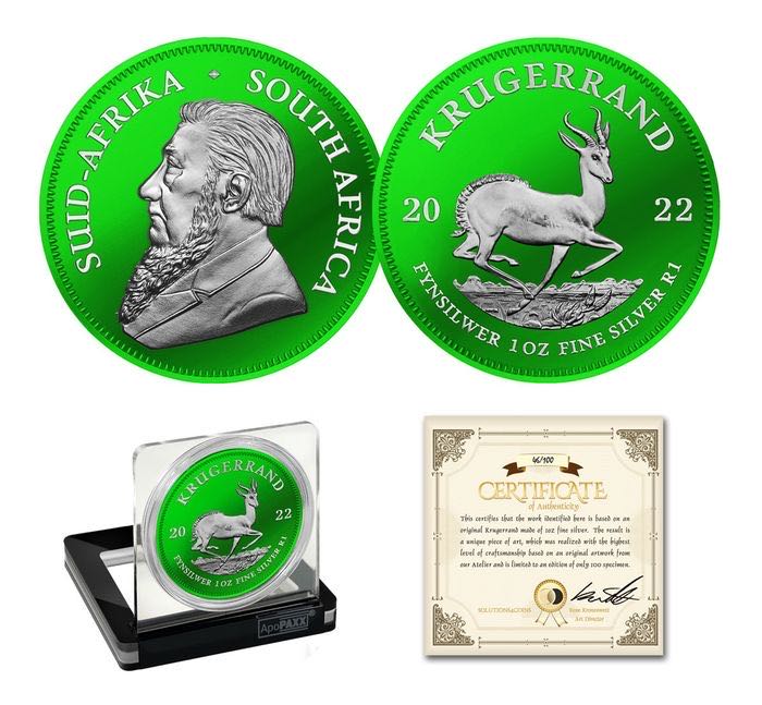 South Africa. 1 Rand Krügerrand 2022 - SPACE Edition - GREEN  coin collectible - Main Image 3