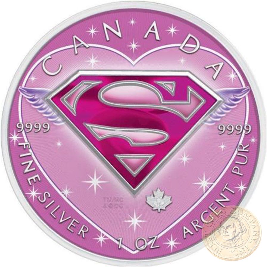 Canada SUPERMAN SUPERGIRL Canadian Maple Leaf $5 Silver Coin 2016 High relief of S-logo 1 oz  coin collectible - Main Image 2