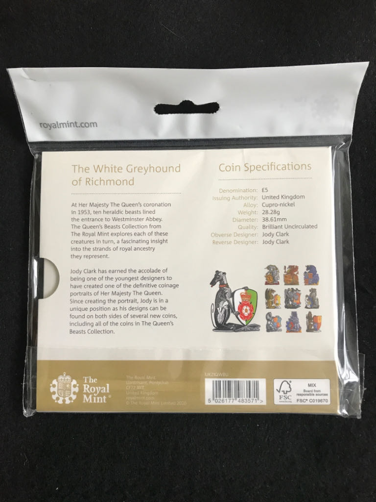 Queens Beasts 2021 - The White Greyhound Of Richmond Brilliant Uncirculated  coin collectible - Main Image 2