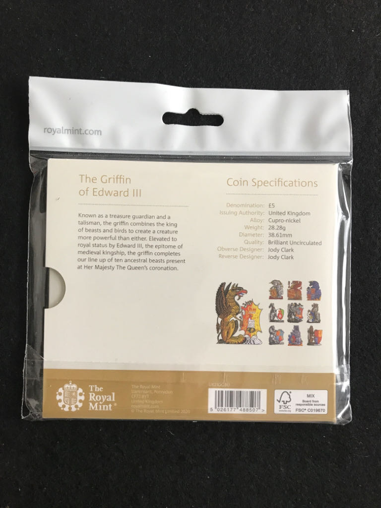 Queens Beasts 2021 - The Griffin Of Edward III Brilliant Uncirculated  coin collectible - Main Image 2