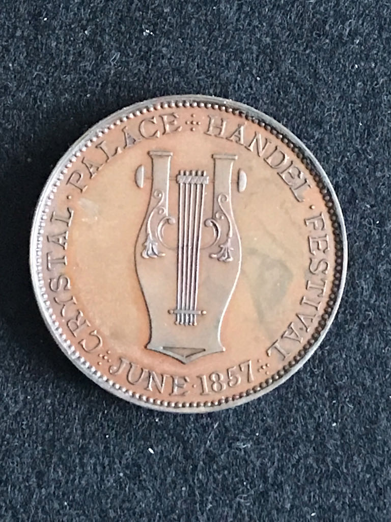 Crystal Place Handel Festival June 1857 Medal  coin collectible - Main Image 2