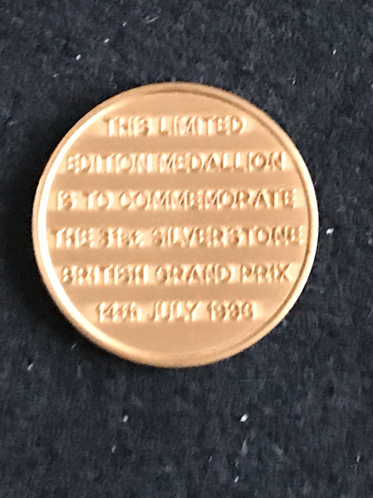 Silverstone British Grand Prix ‘96 Medal  coin collectible - Main Image 2