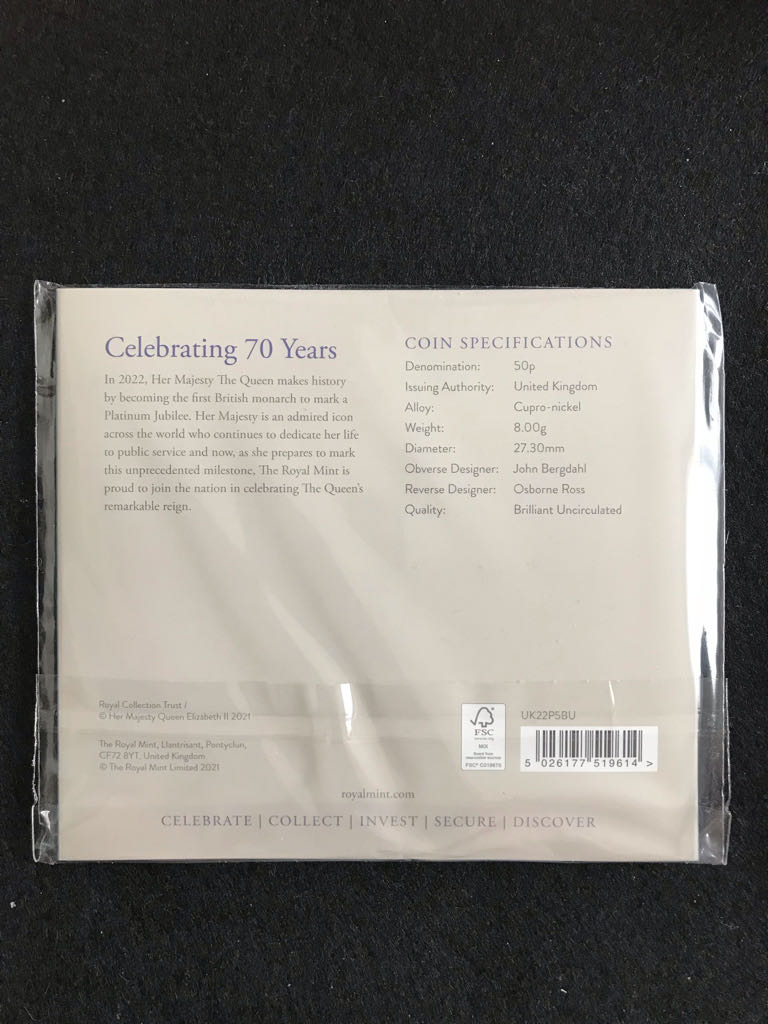 Platinum Jubilee QEII 2022 50p Brilliant Uncirculated Coin  coin collectible - Main Image 2