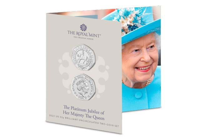 Platinum Jubilee QEII 2022 50p Brilliant Uncirculated Two Coin Set  coin collectible - Main Image 2