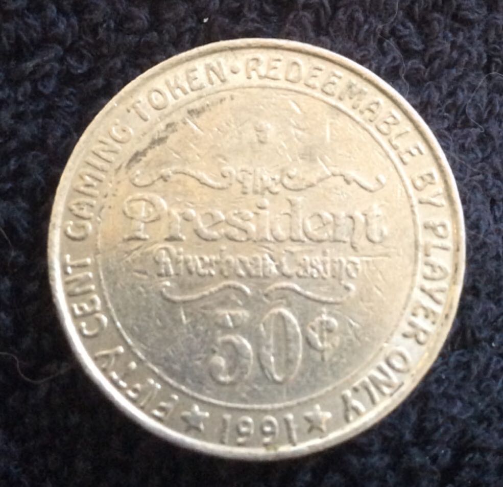 The President Riverboat Casino Davenport, IA 50 Cent Gaming Token  coin collectible - Main Image 2