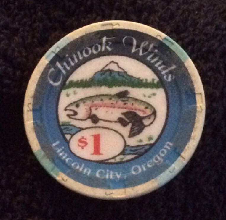 Chinook Winds Lincoln City, OR $1 Casino Chip  coin collectible - Main Image 2
