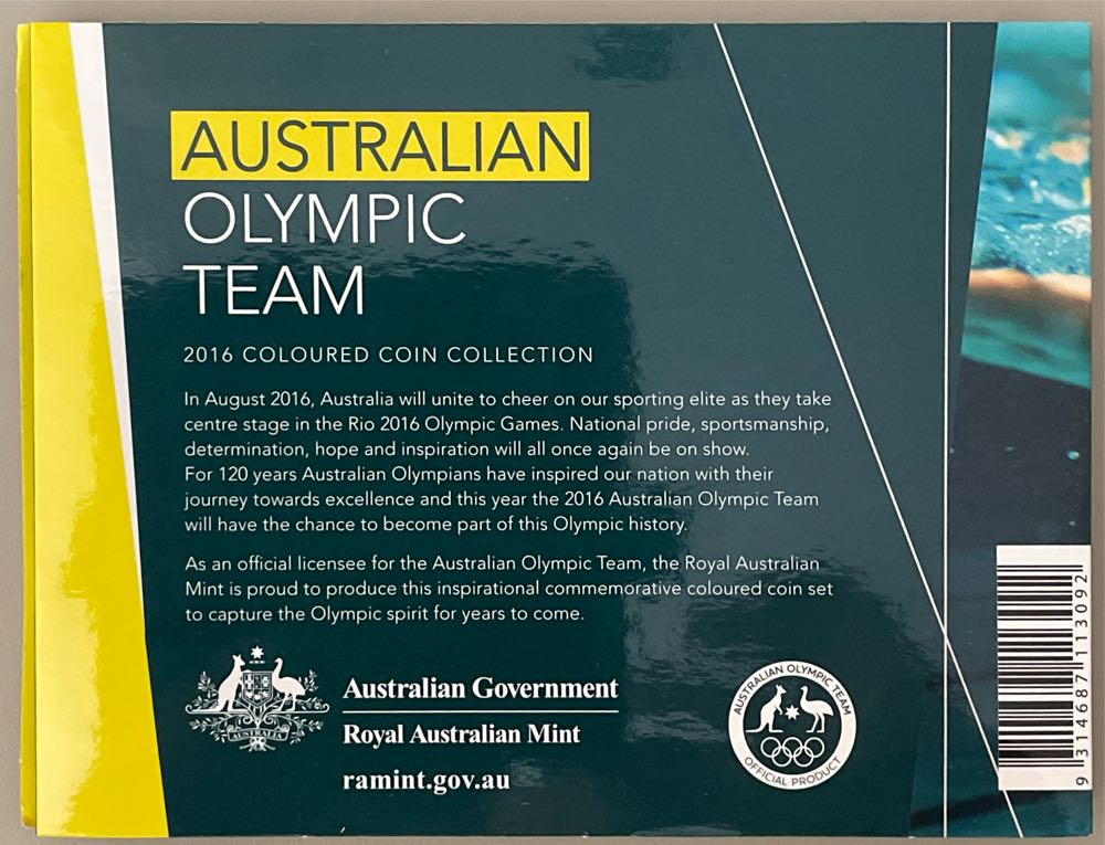 Rio Australian Olympic Team 5 X $2 Coloured Coin Collection  coin collectible [Barcode 9314687113092] - Main Image 2
