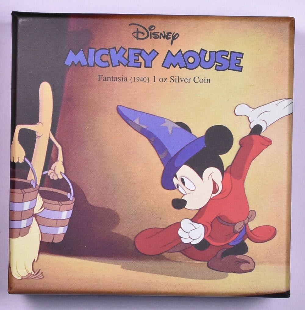 Niue 2017 2$ DISNEY MICKEY “THROUGH THE AGES (4.)” Fantasia 1 oz Silver Colorized Proof With Box & COA  coin collectible - Main Image 3