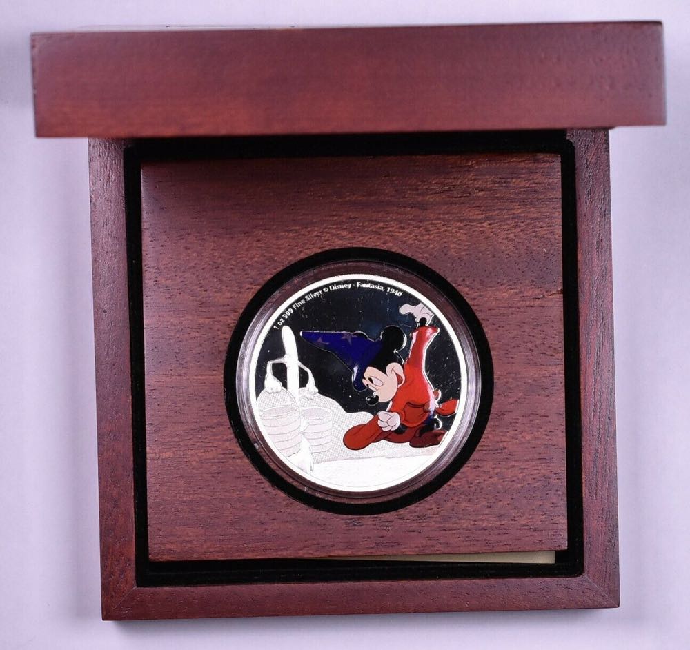 Niue 2017 2$ DISNEY MICKEY “THROUGH THE AGES (4.)” Fantasia 1 oz Silver Colorized Proof With Box & COA  coin collectible - Main Image 4
