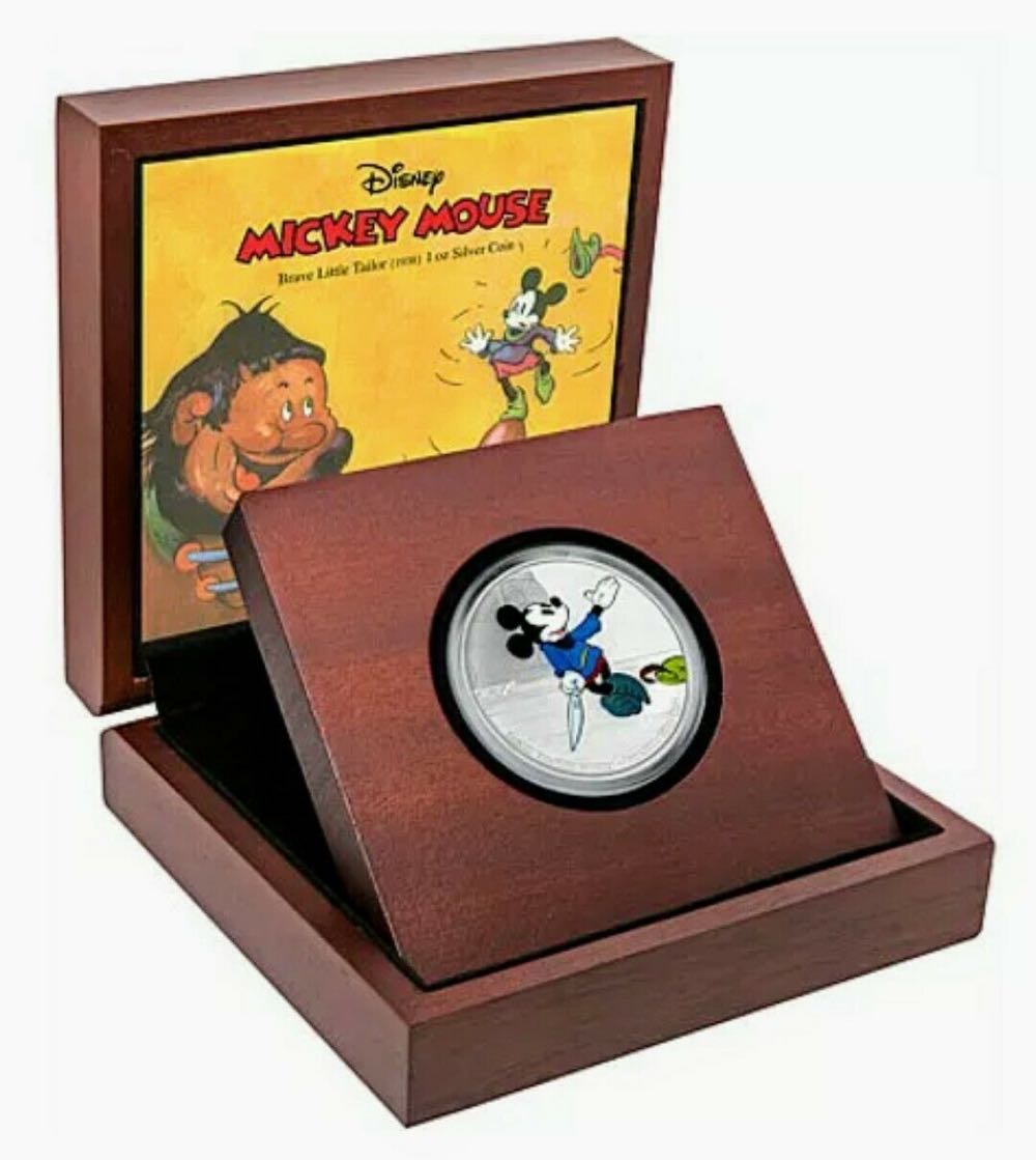 Niue 2016 2$ DISNEY MICKEY “THROUGH THE AGES (2.)” BRAVE LITTLE TAILOR (1938) Colorized 1oz .999 Proof Silver Coin  coin collectible - Main Image 4