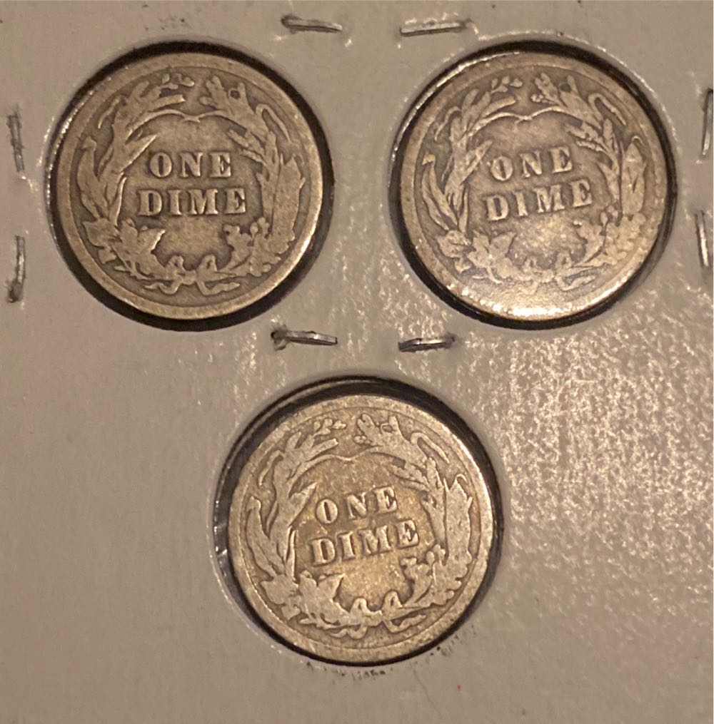 1909,1910,1911 Barber Dimes  coin collectible - Main Image 2