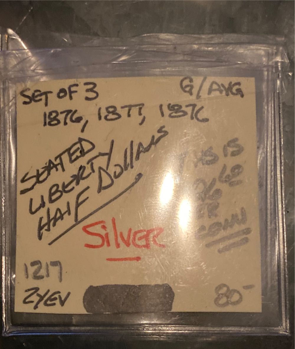 1876,1877,1876 Seated Liberty Half Dollars  coin collectible - Main Image 2