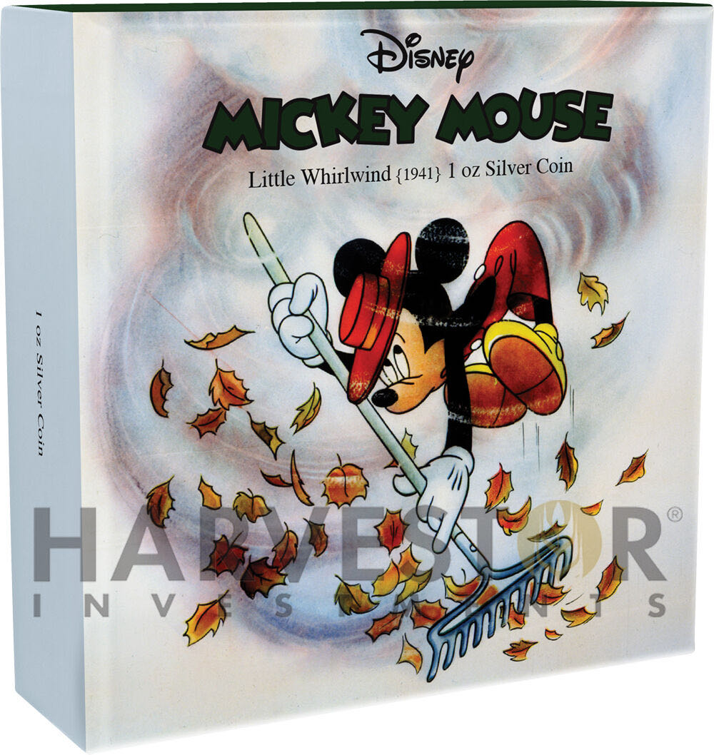 Niue 2017 2$ DISNEY MICKEY “THROUGH THE AGES (7.)” LITTLE WHIRLWIND Colorized 1oz .999 Proof Silver Coin  coin collectible - Main Image 3