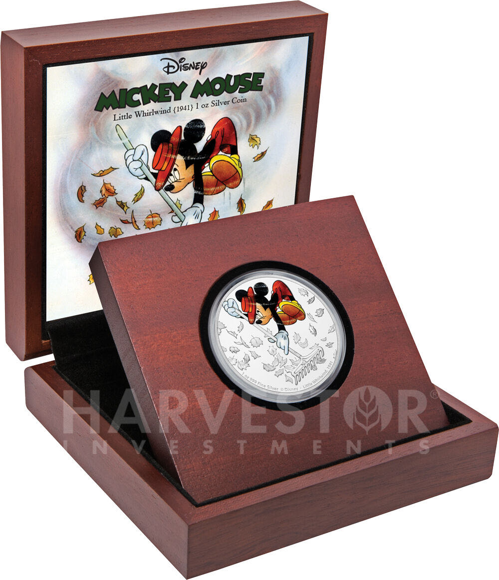 Niue 2017 2$ DISNEY MICKEY “THROUGH THE AGES (7.)” LITTLE WHIRLWIND Colorized 1oz .999 Proof Silver Coin  coin collectible - Main Image 4