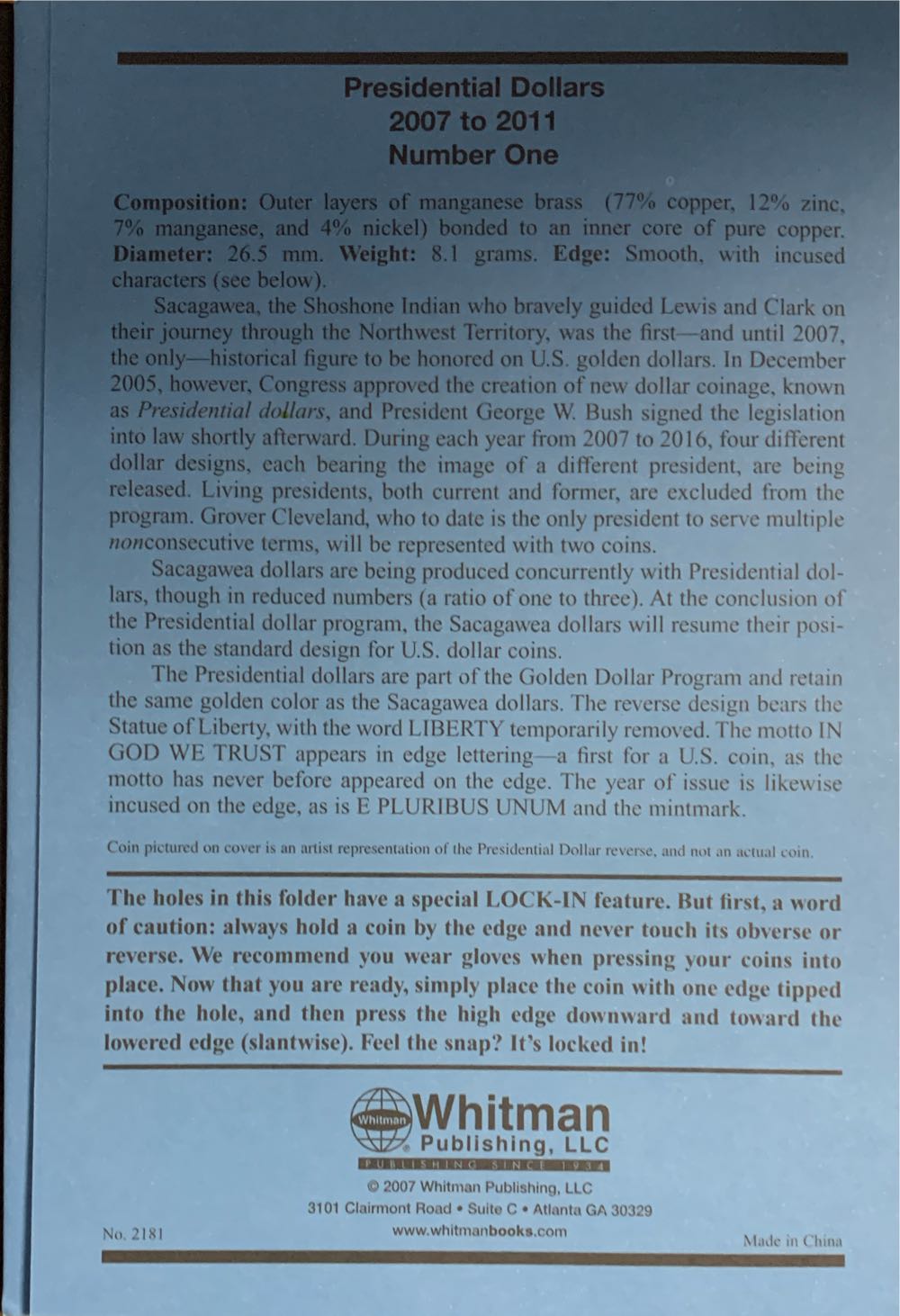 Presidential Dollars No.1: 2007 To 2011  coin collectible [Barcode 9780794821814] - Main Image 2