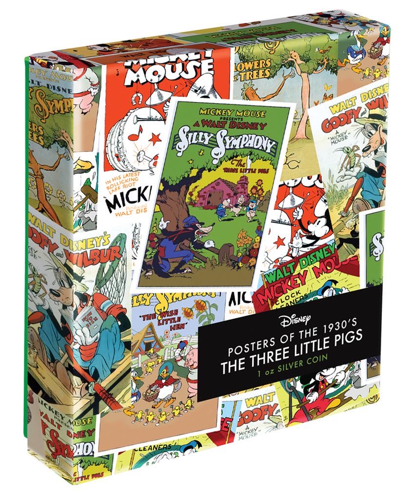 2017 Niue 2$ - Silly Symphony “THE THREE LITTLE PIGS” - Disney Posters (3.) - 1 0z Silver Proof  coin collectible - Main Image 4