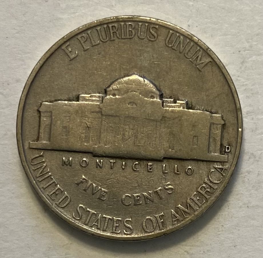 Nickel Jefferson 1948 D  coin collectible - Main Image 2