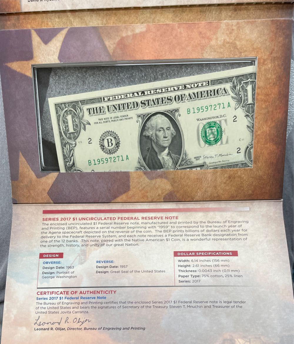 2019 Native American Coin And Currency Set  coin collectible [Barcode 704786040136] - Main Image 3