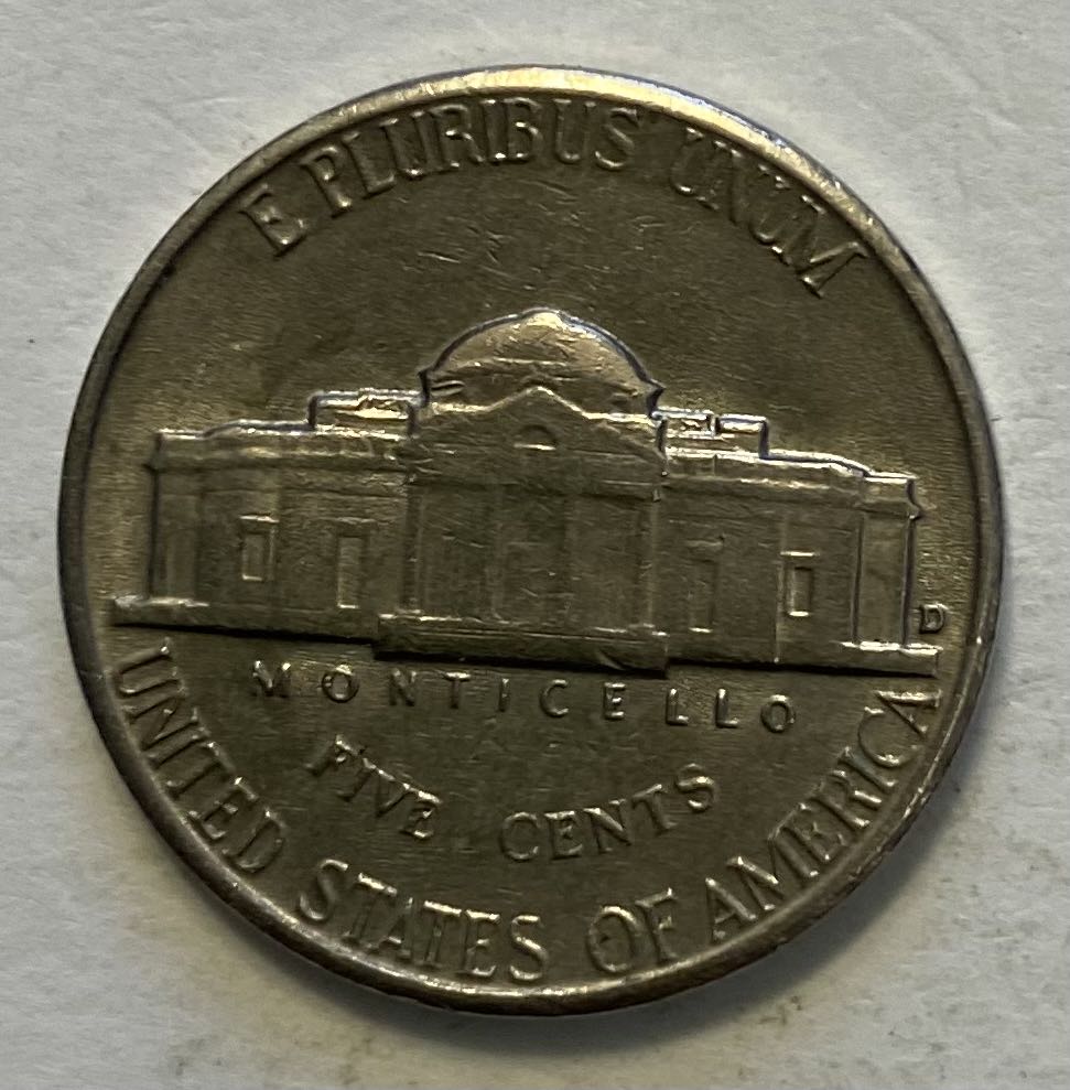 Nickel Jefferson 1956 D  coin collectible - Main Image 2