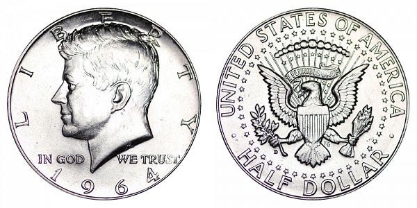 Kennedy Half Dollar, 1964, Type 1, Proof, 90% Silver coin collectible - Main Image 1