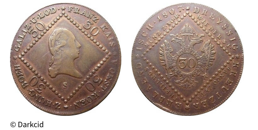 Austria 30 Kreuzer 1807  coin collectible - Main Image 3