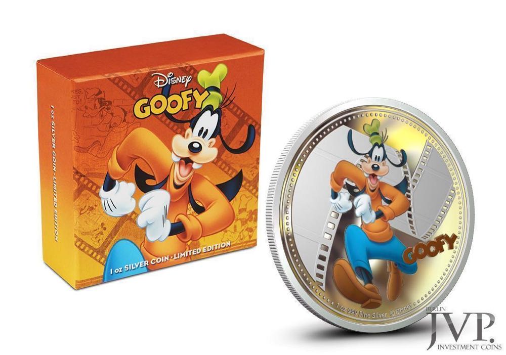 Niue 2014 2$ Disney Mickey & Friends GOOFY (5.) 1 oz .999 silver colorized Proof coin COA & Box - available  coin collectible - Main Image 3