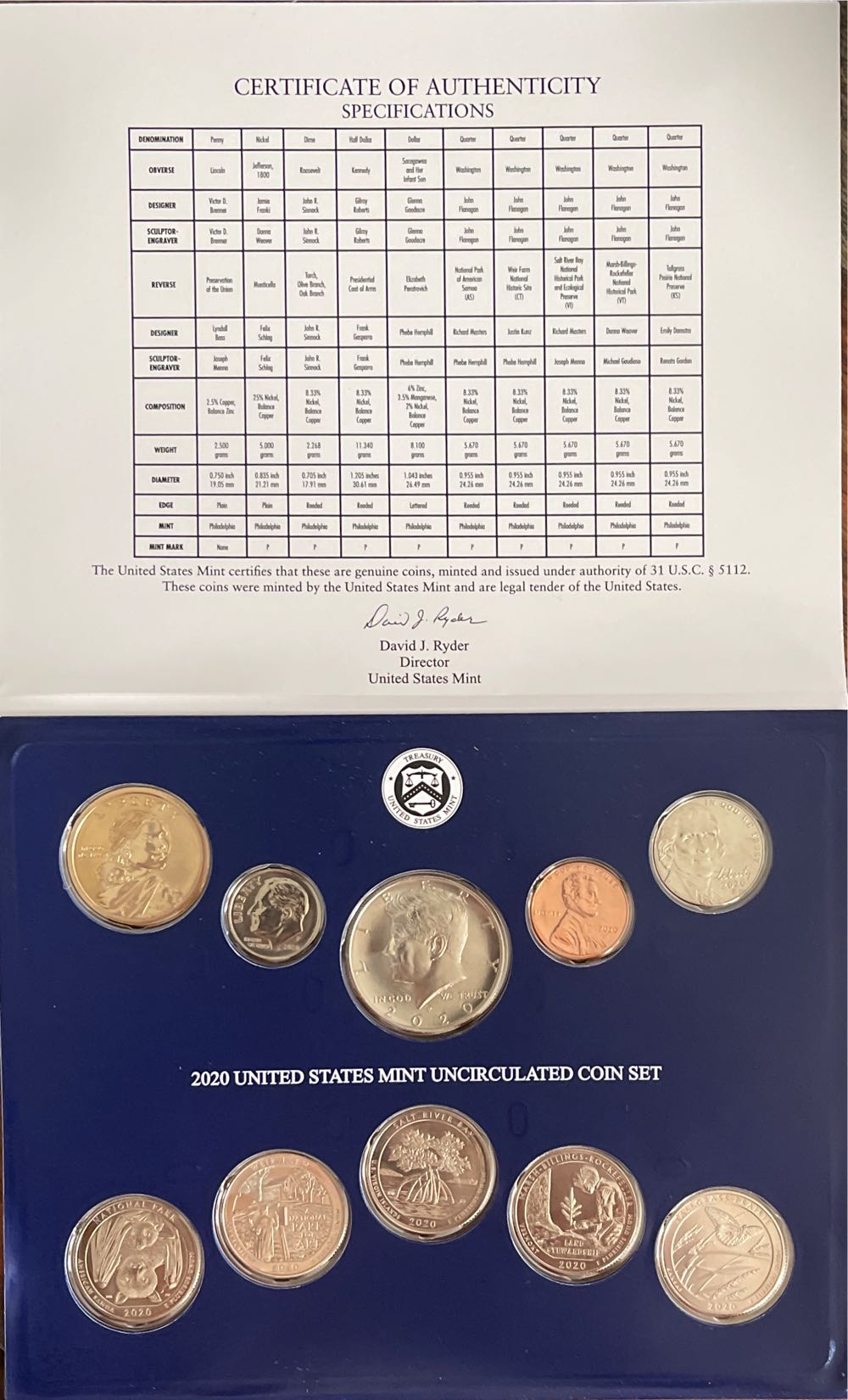 2020 US Mint Uncirculated Coin Set P-D 20 Pieces  coin collectible - Main Image 2