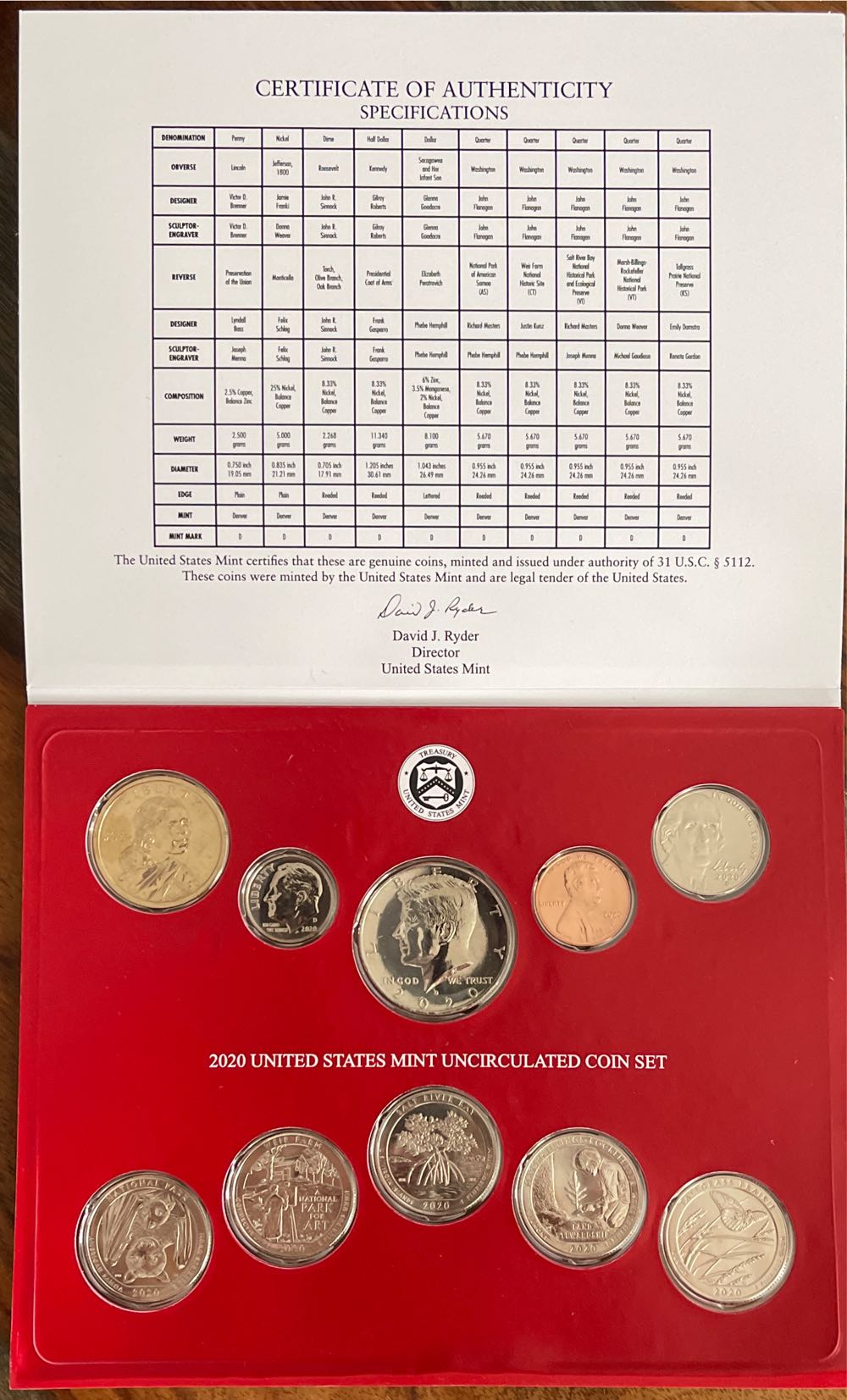 2020 US Mint Uncirculated Coin Set P-D 20 Pieces  coin collectible - Main Image 3